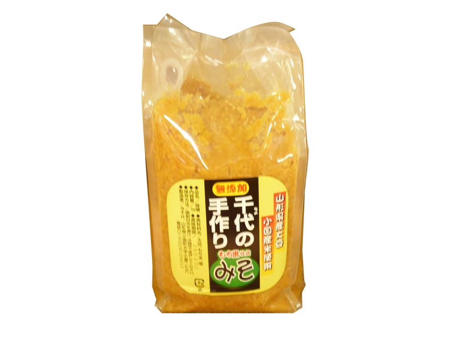千代の手作り味噌|もち米仕立て|1kg【山形県産大豆、小国町産米使用】