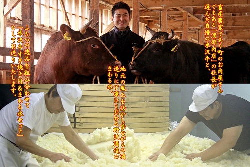 米沢牛すき焼き用＆まわる水セット