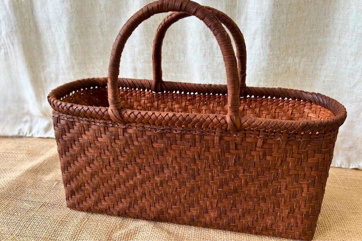 【ぶどう横型 かごバッグ】伝統工芸品つる細工